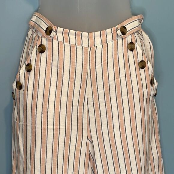 American Eagle Pants Striped Cotton Linen Wide Leg Pants - Picture 2 of 11
